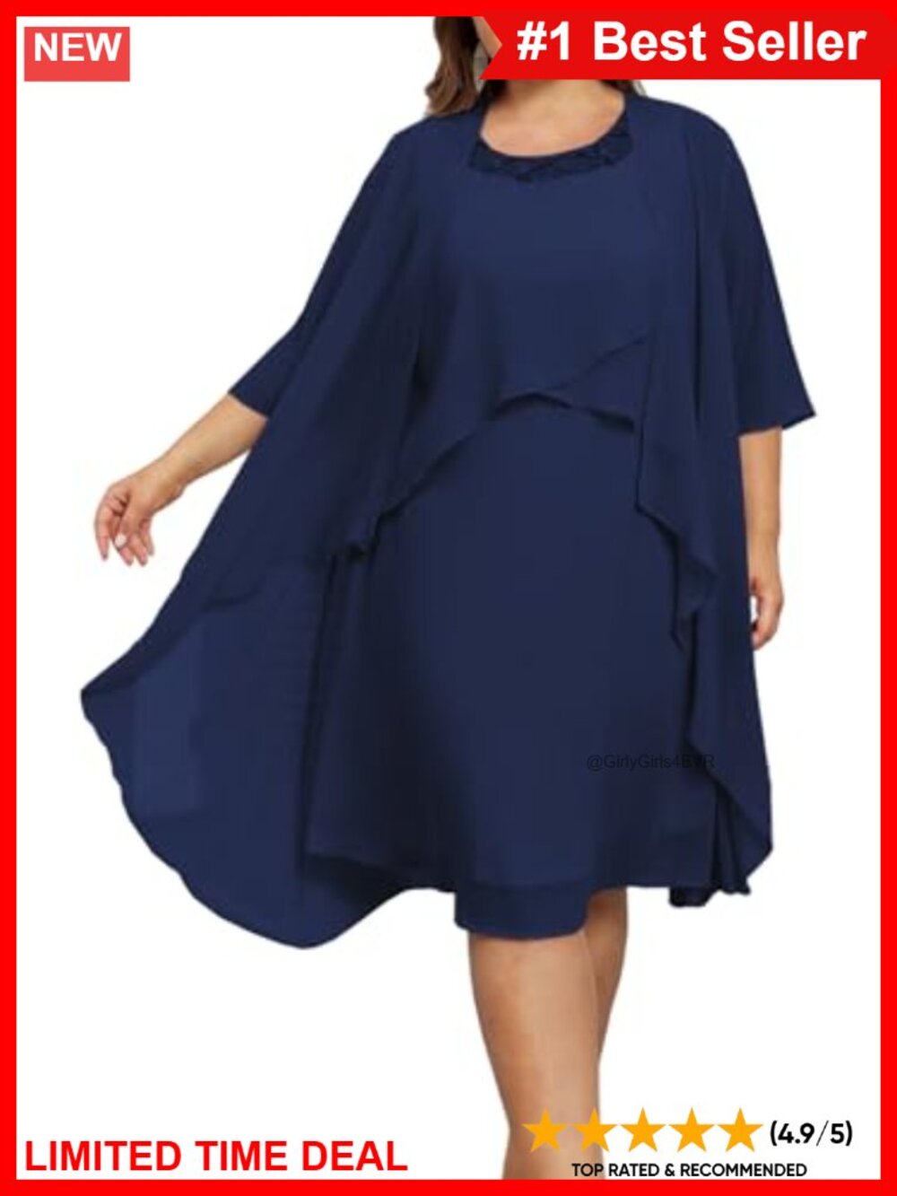 Plus Size 2 Piece Mother of the Bride Dress Set with Chiffon Jacket